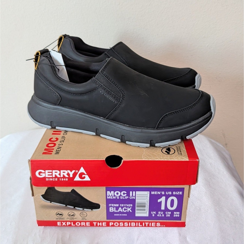New Gerry Men's Moc II Slip On Shoes Black Size 10